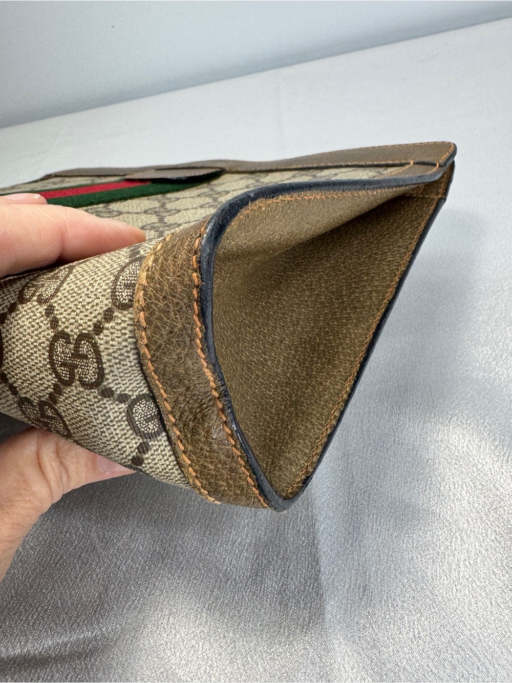 Gucci Vintage GG Beige Supreme Sherry Line Canvas Clutch Bag - Picture 15 of 16